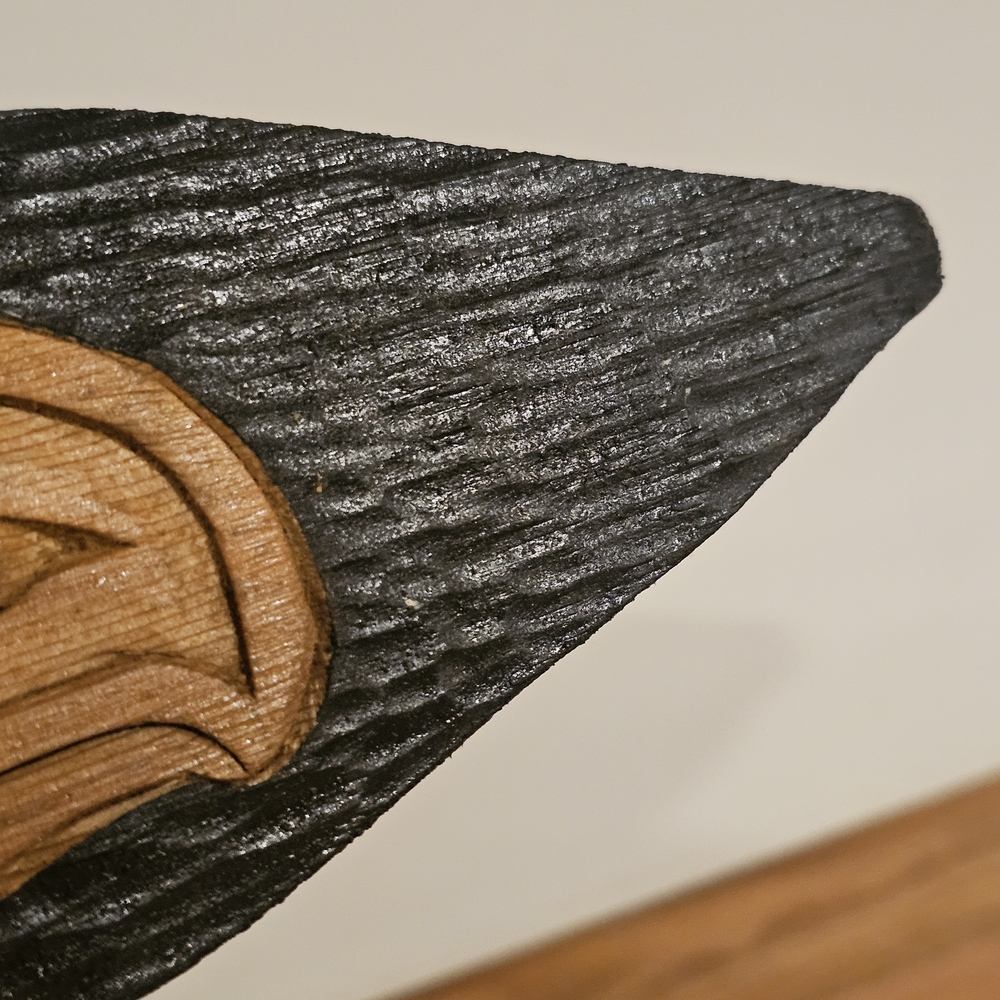 Indigenous Pacific Northwest Coast Cedar Salmon Carving, signed Cecil Dawson - Picture 7 of 10